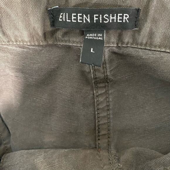Eileen Fisher Women's Pants Cargo Baggy Linen Blend Dark Green Lagenlook Large - Picture 7 of 10